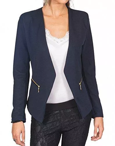 4tuality Blazer 4tuality Damen Blazer kragenlos mit Zipper Gr. S 36 - XXXXXL 50