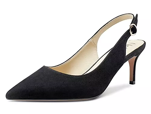 NobleOnly High Heels NobleOnly Damen High Heels Lederfutter Slingback Sandalen Stilettos Slip-On Pumps 6CM Kitten Heels