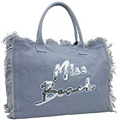 Miss Beach Taschen & Rucksäcke Miss Beach - Badetasche mit Reißverschluss - Strandtasche - 29 oder 17 Liter Volumen - Picknick-Tasche - Shopper aus Canvas