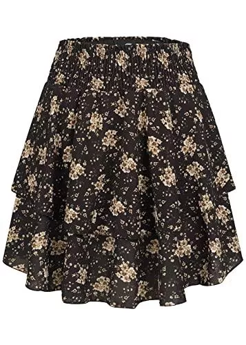 Styleboom Fashion® Röcke Styleboom Fashion Damen Mini Stufenrock 2-lagig Blumen Muster