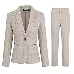 YYNUDA Kostüme YYNUDA Anzug Set Damen Blazer mit Hose Slim Fit Kariert Hosenanzug Dünnem Stoff Anzüge Elegant Business