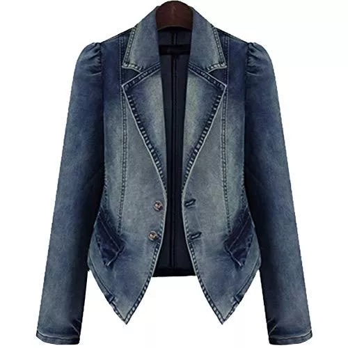 Siehin Jacken Siehin Damen Jeans-Jacke Blouson Übergangsjacke Denim Mantel Outwear Trenchcoat Kurz Jack