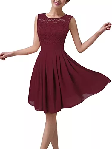 ZANZEA Cocktail ZANZEA Damen Spitze Ärmellos Party Club Kurz Slim Abend Brautkleid Cocktail Ballkleid