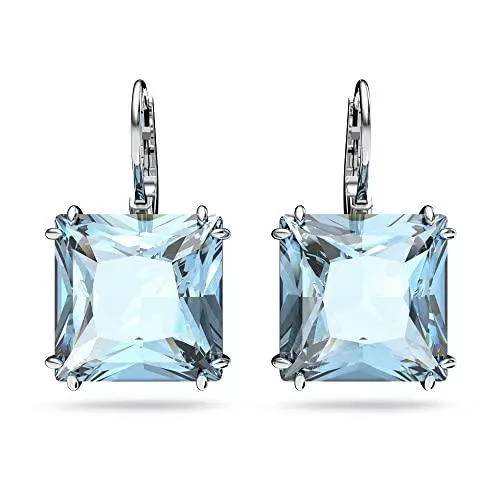 Swarovski Schmuck Swarovski Millenia Ohrringe Kristall quadratisch geschliffen blau rhodiniert
