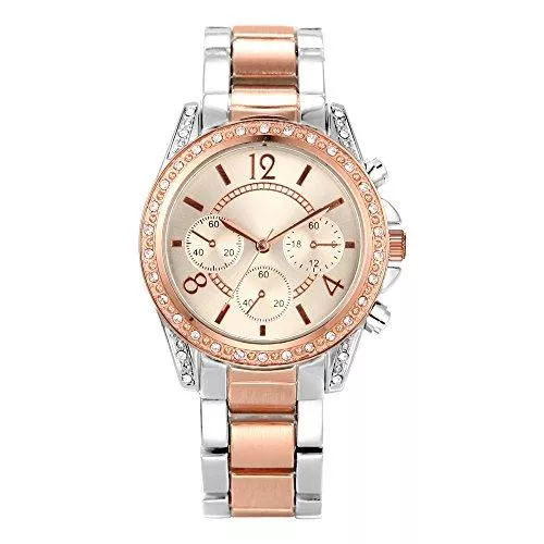 NUOVO Uhren NUOVO Damen Uhr Analog Quarz mit Rose Gold Edelstahl Armband Wasserdicht K159010L-RG