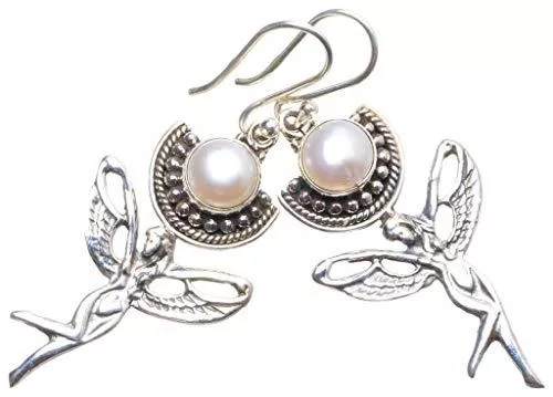 STARGEMS Schmuck StarGems 925er Sterling Silber River Pearl Einzigartig Handgefertigt Ohrringe 5,08cm River Beige X4174