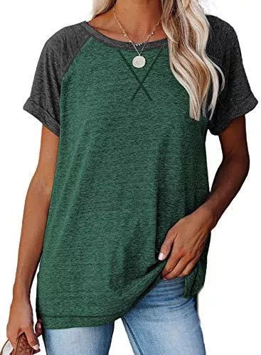 Jolicloth T-Shirts Jolicloth T-Shirt Damen Sommer Basic Kurzarm Oberteile Solide Tunika Bluse Casual Loose Shirt Tops S M L XL XXL