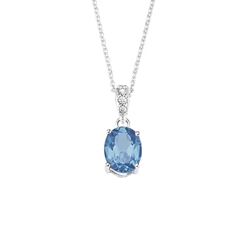 Amor Schmuck Amor Kette mit Anhänger 925 Sterling Silber Damen Halsschmuck, mit Spinell synt, 45 cm, Blau, Kommt in Schmuck Geschenk Box, 2022073