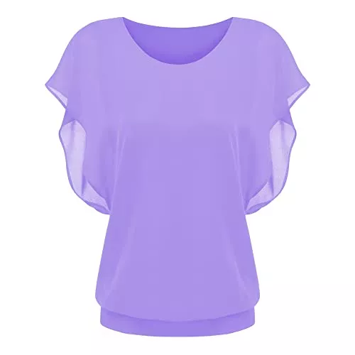 Zeagoo Kurzarmblusen Zeagoo Damen Fledermaus Batwing Chiffonbluse Tunika T-Shirt Top Bluse Kurzarm Rundkragen Sommer Casual Loose Fit
