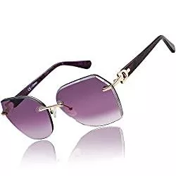 ZENOTTIC Sonnenbrillen & Zubehör ZENOTTIC Randlose Sonnenbrille für Damen Groß Übergroße Geometrische Diamant Schneiden Verlaufsgläser UV-Schutz