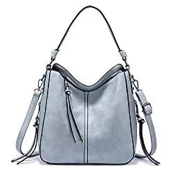 Realer Taschen & Rucksäcke Realer Handtaschen Damen Lederimitat Umhängetasche Designer Taschen Hobo Taschen Mittel mit Quasten Hellblau