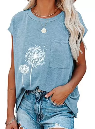Dokotoo T-Shirts Dokotoo T-Shirt Damen Sommer Oberteile Basic Kurzarm Rundhals Tee Tops Casual Loose Shirts Blusen S-XXL