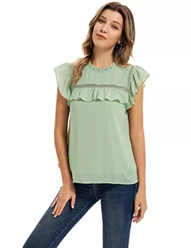 GRACE KARIN Ärmellose Blusen GRACE KARIN Damen Elegant Chiffon Bluse Rundhals Ärmellose Shirt Casual Tops Oberteile