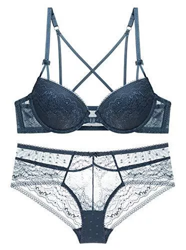 SHEKINI Unterwäsche & Dessous SHEKINI Push Up BH Set mit Verschluss vorne, Damen Bügel BH Set Spitze BH und Slip Nicht Abnehmbarer Bra Panty Lingerie Unterwäsche Dessous Set mit Verstellbare Träger