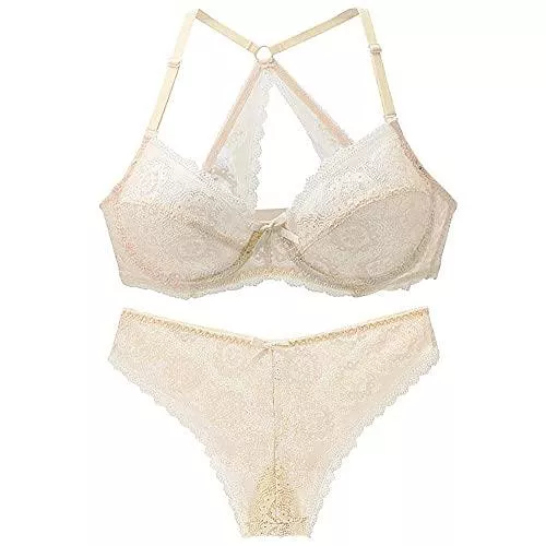 GANGCHENG Unterwäsche & Dessous GANGCHENG Damen Spitze Bügel Ungepolstert BH Sexy Softschalen Tüll Cup Höschen Dessous Set