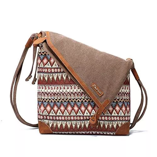 JOSEKO Taschen & Rucksäcke JOSEKO Damen Segeltuch Tote Umhängetasche Lässige Ethnische Vintage Umhängetasche Perfekt für die Arbeit, Reisen, Schule, Einkaufen im Alltag Khaki