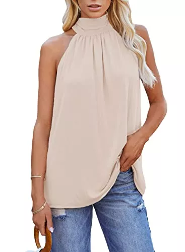 Aleumdr Ärmellose Blusen Aleumdr Tops Damen Ärmellose Tank Top Neckholder Weste T Shirt Lose Bluse Elegant Weste Sommer