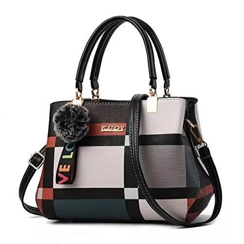 Alidear Taschen & Rucksäcke Alidear Damenhandtasche PU Leder Elegante Damen Umhängetasche Damen Umhängetasche Mehrfarbige Damen Tasche (Schwarz)
