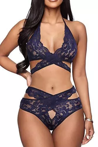 Donnalla Unterwäsche & Dessous Donnalla Sexy Dessous-Set für Damen, zweiteilig, Spitze, BH und Höschen, Bralette, Nachtwäsche