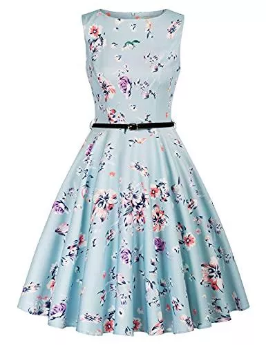 GRACE KARIN Cocktail GRACE KARIN Damen Rockabilly Vintage Retro Kleider Kleid Knielang Faltenrock CL2838