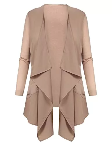 Totatuit Strickjacken Totatuit Damen Lässige Langarm Dünne Strickjacken Leicht Cardigan mit offener Vorderseite Unregelmäßiger Saum Strickjacke Freizeit Jacket Outerwear