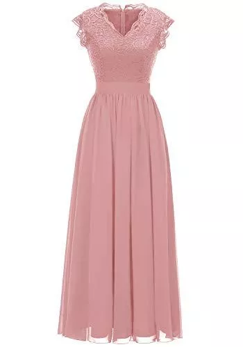 Dressystar Abendkleider Dressystar Damen Elegant Ballkleider V-Ausschnitt Flora Spitze Chiffon Lang Cocktailkeider Abendkleider