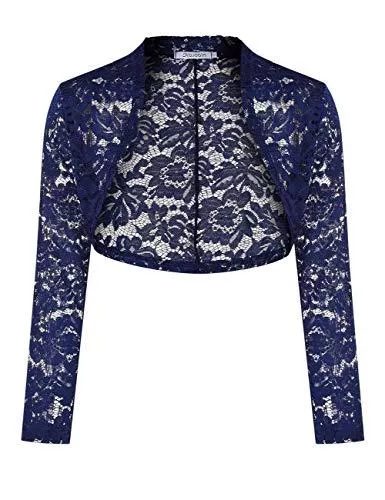 KOJOOIN Strickjacken KOJOOIN Damen Bolero Spitzen Jacke Festlich Kurz Cardigan Langarm Strickjacke Für Hochzeit Cocktailkleid（Verpackung MEHRWEG）
