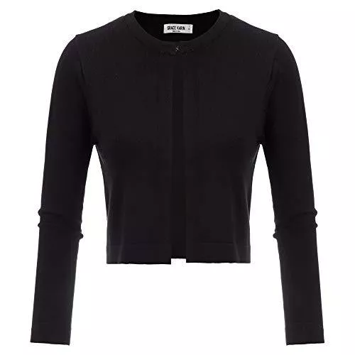 GRACE KARIN Strickjacken GRACE KARIN Damen Bolero 3/4 Ärmel Rundhals Strickjacke Open Front Elegant Kurz Cardigan Sweater