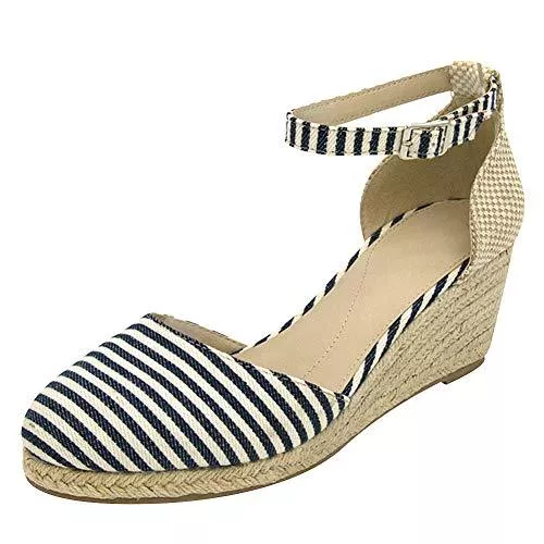 rismart Sandalen & Slides rismart Damen Frauen Keil Sommer Knöchel Riemen Espadrilles Sandalen