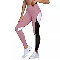 QUEENIEKE Leggings QUEENIEKE Damen Yoga Leggings 25 Zoll Schrittlänge Neunte Hose Farbe Blocking Mesh Workout Laufleggings Strumpfhosen