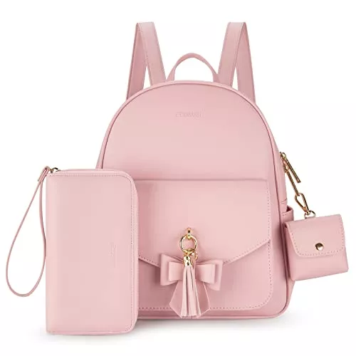 ECOSUSI Taschen & Rucksäcke ECOSUSI Damen Rucksack Pu Leder Schultasche Klein Wasserdichte Daypacks Reise Tagesrucksack für Mädchen 3 Stück