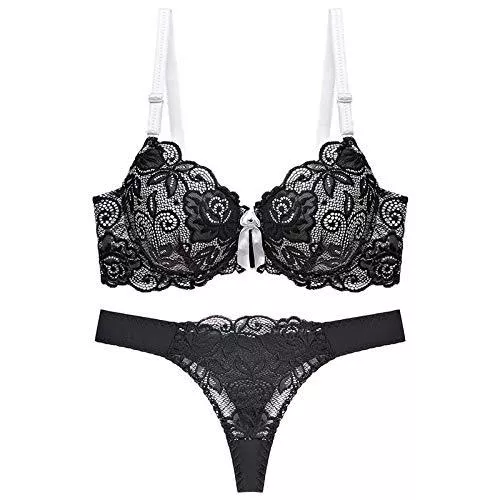 Cwang Unterwäsche & Dessous Cwang Damen BHS Unterwäsche Damen BH Set BH und Slip Spitze Abnehmbare Träger Push Up Bügel BH Unterwäsche Lingerie Panty Dessous Sets