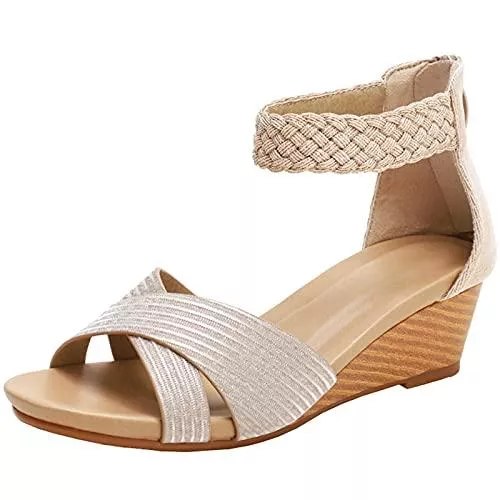 AXDNH Sandalen & Slides Frauen Wedge Sandalen, Sommer Fairy Damen Offene Zehen Sandalen Mode Weave Platform rutschfeste Lässige Weibliche Schuhe