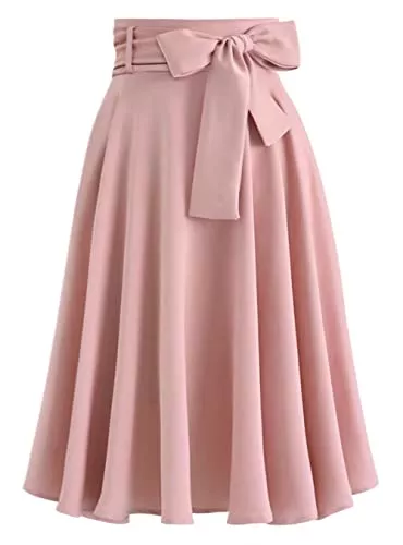 Hiistandd Röcke Damen Rock Lange Elastische Taille Maxirock Einfarbig Weicher Dehnbarer Ausgestelltes A-Linie Faltenrock Skirts Lang Rock