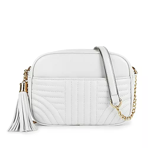 EVVE Taschen & Rucksäcke EVVE Gesteppte Crossbody-Taschen für Frauen – stilvolle Kameratasche mit Quaste – leichte mittelgroße Schultertasche