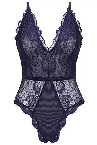 EVELIFE Unterwäsche & Dessous EVELIFE Body Damen Sexy Dessous EIN Stück Teddy Babydoll Spitze Bodysuit Lingerie V-Ausschnitt Unterwäsche Nachtwäsche
