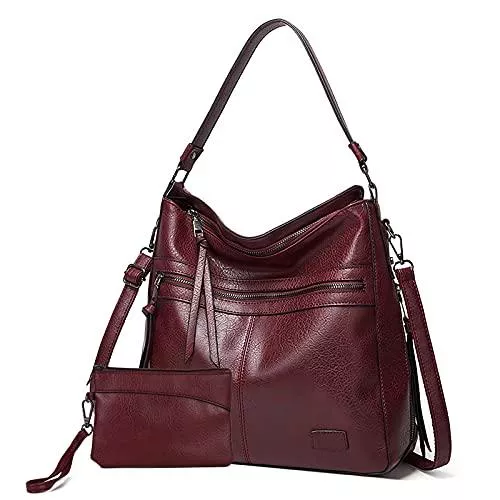 Gladdon Taschen & Rucksäcke Gladdon Handtaschen Damen Leder umhängetasche Shopper Mode Hobo Taschen grosse Kapazität Schultertasche Designer Mehrfachtasche（Rot）
