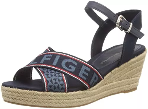 Tommy Hilfiger Sandalen & Slides Tommy Hilfiger Damen Tommy Webbing Low Wedge Sandal Espadrilles