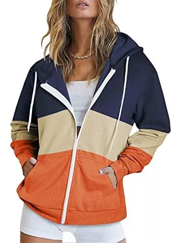 Uusollecy Kapuzenpullover Uusollecy Damen Sweatjacke Hoodie Sweatshirtjacke Pullover Oberteile Kapuzenpullover Einfarbig Full Zip Casual Hoodie Sweatshirt