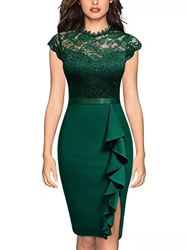 MIUSOL Cocktail Miusol Damen Spitze Kurzarm Business Etuikleid Cocktailkleid