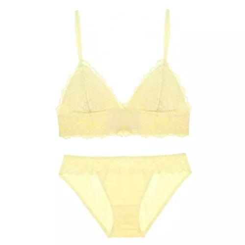 YUANCHNG Unterwäsche & Dessous YUANCHNG Blumenspitze Unterwäsche Set BügelfreiBH und Höschen Set Triangel Körbchen Dessous Süßer Push-Up Büstenhalter
