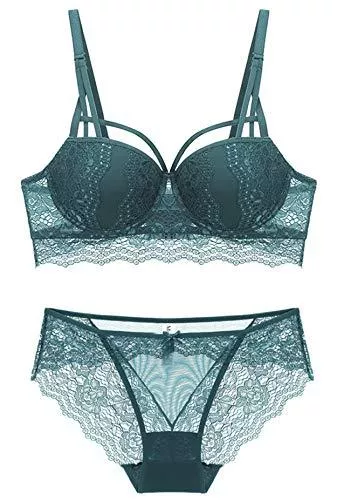 SHEKINI Unterwäsche & Dessous SHEKINI Push Up BH Set,Damen Bügel BH Set Spitze BH und Slip Nicht Abnehmbarer Bra Panty Lingerie Unterwäsche Dessous Set mit Hakenverschluss und Verstellbare Träger