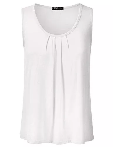 EIMIN Tops EIMIN Damen Plissee U-Ausschnitt Ärmellos Stretch Basic Soft Tank Top (S-3X)