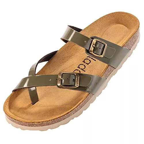 Palado Sandalen & Slides Palado® Damen Sandale CRES | Made in EU | Pantoletten in vielen sommerlichen Farben | Riemchen Sandaletten mit Natur Kork-Fussbett | Frauen Hausschuhe mit Leder-Laufsohle