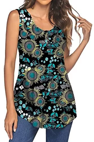 POGTMM Ärmellose Blusen POGTMM Damen Tank Top Sommer Knopfleiste Locker Elegant Ärmellose Bluse Shirt Tunika Oberteile