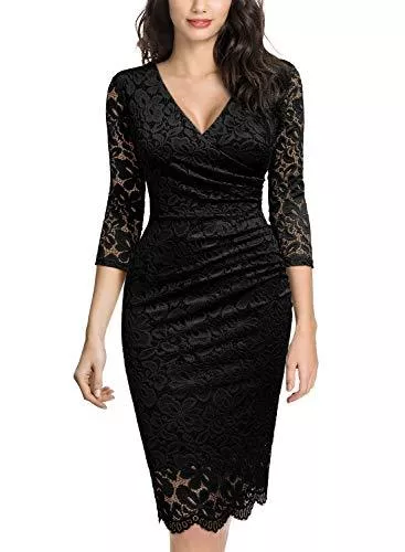 MIUSOL Abendkleider MIUSOL Damen V-Ausschnitt Sommer Chiffon Festlich Kleid Cocktailkleid Vinatge Kleider S-XXL