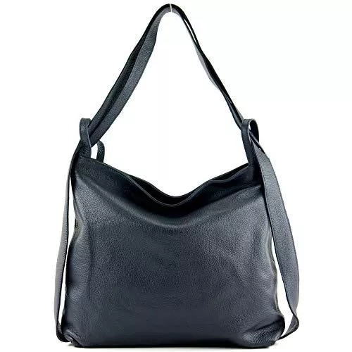 modamoda de Taschen & Rucksäcke modamoda de - T192 - ital. Damen Rucksacktasche 2in1 aus Leder