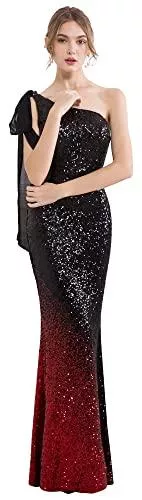 Angel-fashions Abendkleider Angel-fashions Damen Asymmetrisch Band Allmählich Paillette Meerjungfrau Lange Ballkleid