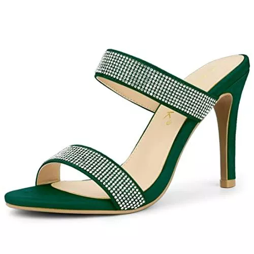 Allegra K Hausschuhe Allegra K Damen Sandalen mit offener Spitze und Stilettoabsatz mit Strasssteinen