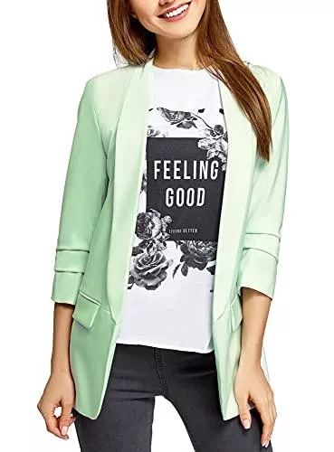 oodji Ultra Blazer oodji Ultra Damen Verschlussloser Blazer mit 3/4-Ärmeln
